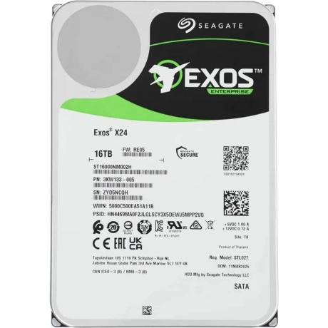 Жесткий диск HDD Seagate SATA 16Tb Exos X16 6Gb/s 7200 512Mb OFF...