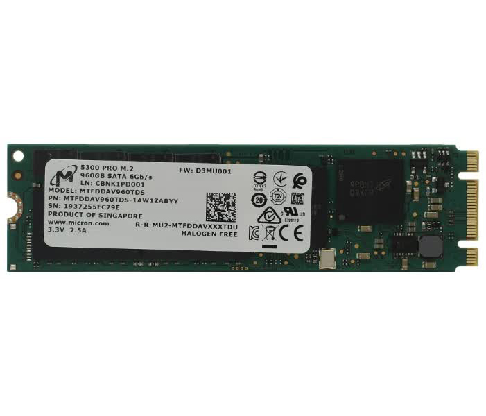 Накопитель SSD Micron 5300 PRO 960Gb (MTFDDAV960TDS) MTFDDAV960TDS-1AW1ZABYY - фото 1