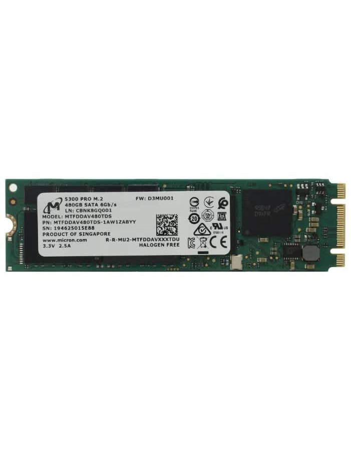 Накопитель SSD Micron 5300 PRO 480Gb (MTFDDAV480TDS) накопитель ssd lenovo thinksystem 2 5 5300 480gb 4xb7a17076