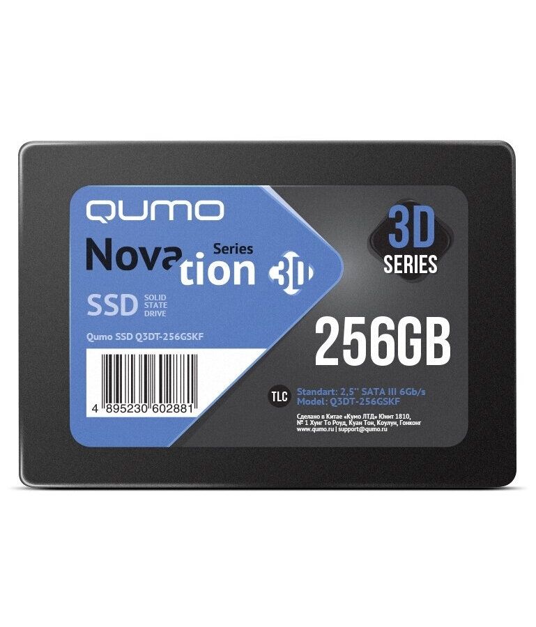 Накопитель SSD Qumo Novation 256Gb (Q3DT-256GSKF) ssd qumo novation 3d tlc q3dt 512gaen m2