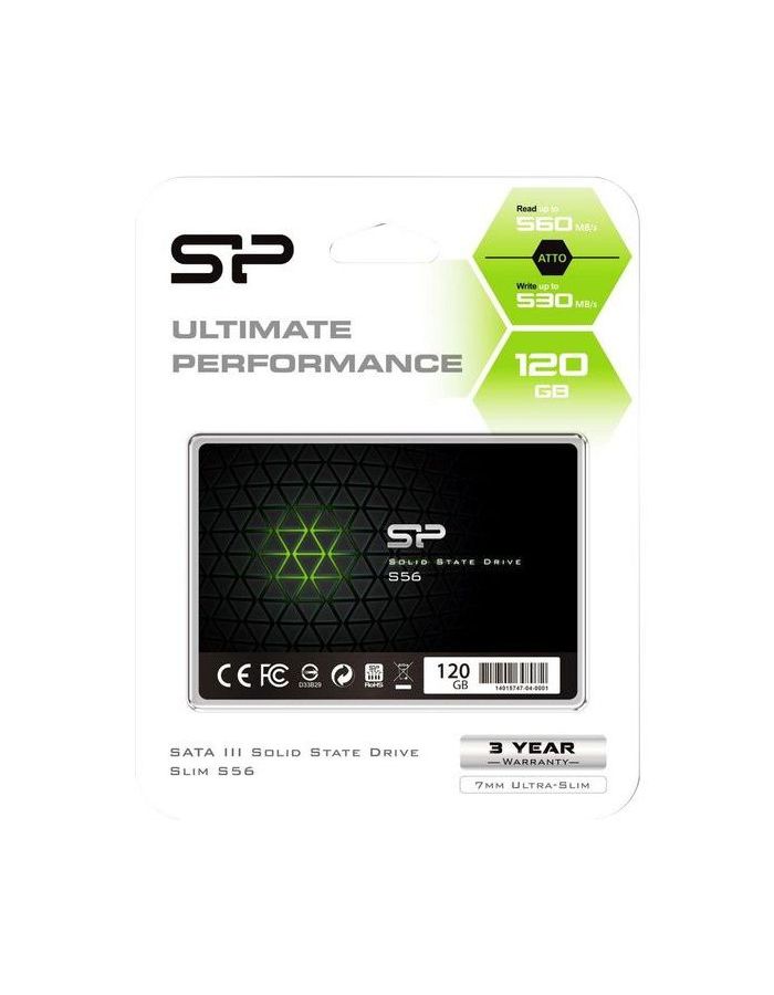 Накопитель SSD Silicon Power S56 SATA III 120GB (SP120GBSS3S56B25RM) твердотельный накопитель silicon power 960 гб sata slim s56 960gb