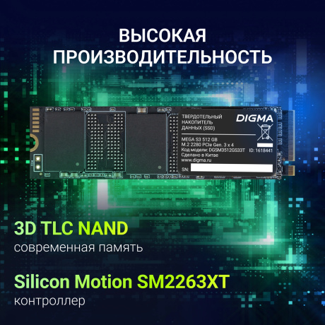 Накопитель SSD Digma PCI-E x4 512Gb (DGSM3512GS33T) - фото 12