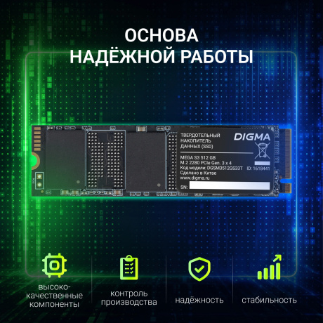 Накопитель SSD Digma PCI-E x4 512Gb (DGSM3512GS33T) - фото 10