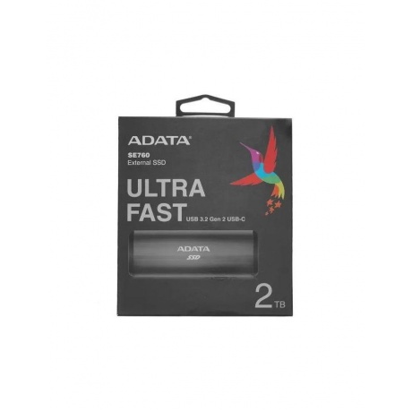 Накопитель SSD 2TB A-DATA SE760, External, USB 3.2 Type-C, [R/W -1000/- MB/s] 3D-NAND, титановый серый - фото 5