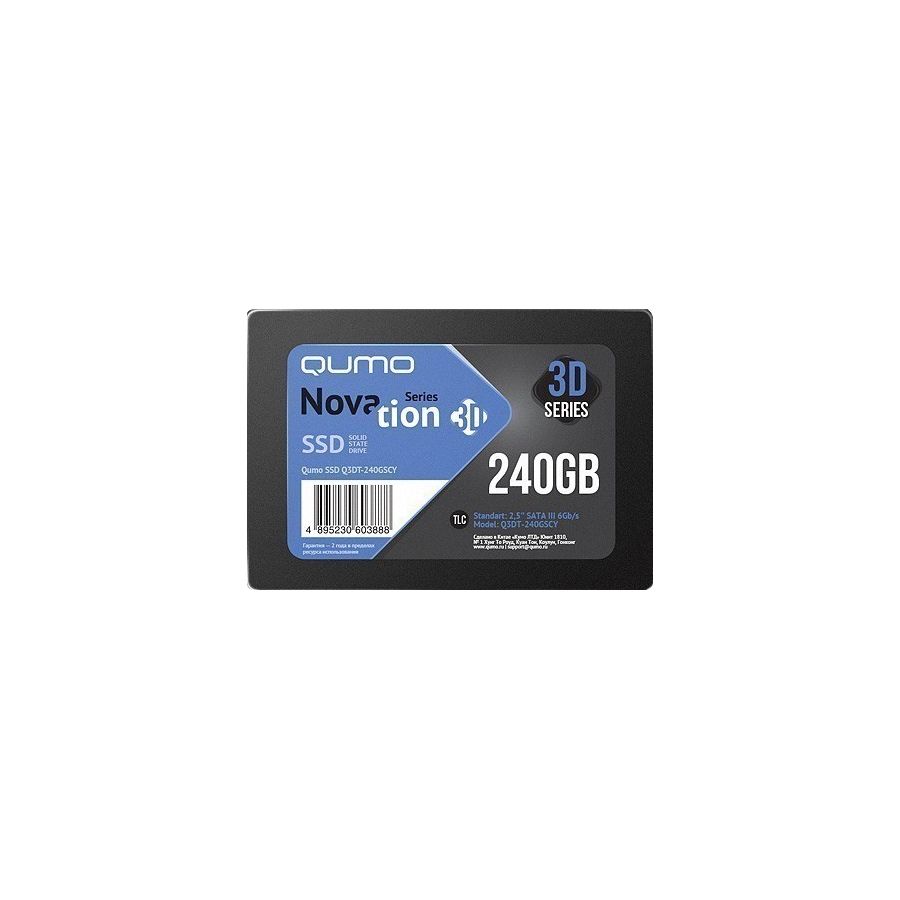 Накопитель SSD Qumo Novation TLC 3D 240Gb (Q3DT-240GSCY) qumo ssd 240gb novation tlc q3dt 240gscy sata3 0