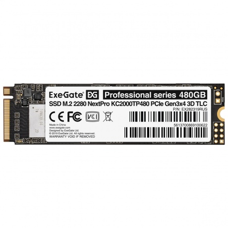 Накопитель SSD M.2 2280 480GB Exegate NextPro KC2000TP480 (PCIe Gen3x4, 22x80mm, 3D TLC) (EX282319RUS) - фото 2