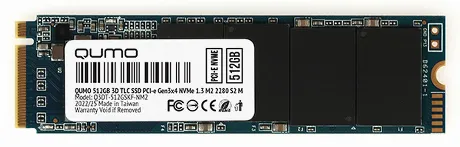 Накопитель SSD M.2 2280 QUMO Novation 512GB PCIe Gen3x4 NVMe 1.3...