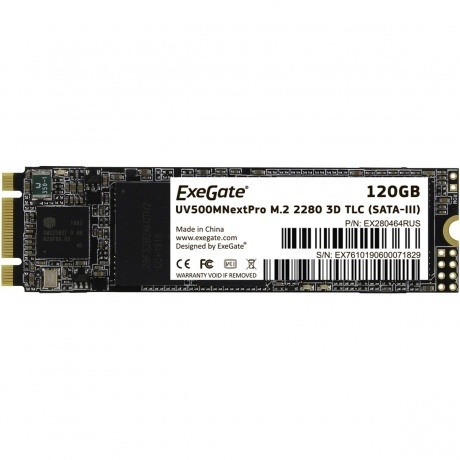 

Накопитель SSD Exegate M.2 2280 120GB NextPro UV500TS120 (SATA-III, 22x80mm, 3D TLC) (EX280464RUS)