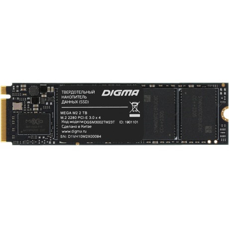 Накопитель SSD Digma 2Tb DGSM3002TM23T Mega M2 M.2 2280