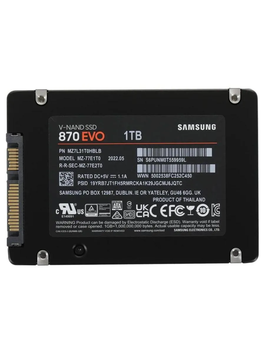 Накопитель SSD Samsung 870 EVO 1TB (MZ-77E1T0B/EU) - фото 9