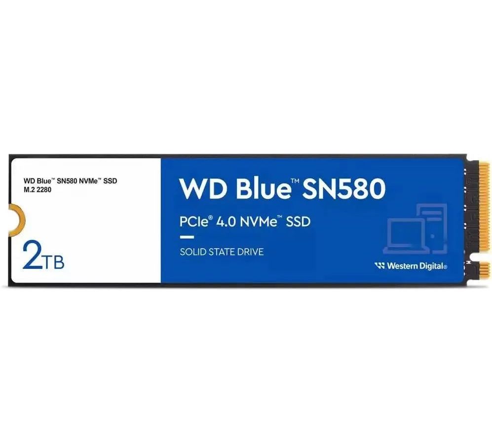 Накопитель SSD WD Blue SN580 (WDS200T3B0E) внутренний твердотельный накопитель western digital wd blue sn580 wds200t3b0e 2тб m 2 2280