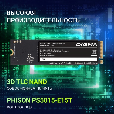 Накопитель SSD Digma 1Tb Mega P5 (DGSM3001TP53T) - фото 10
