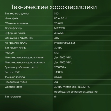 Накопитель SSD Digma Pro 2000Gb Top P6 (DGPST5002TP6T4) - фото 12