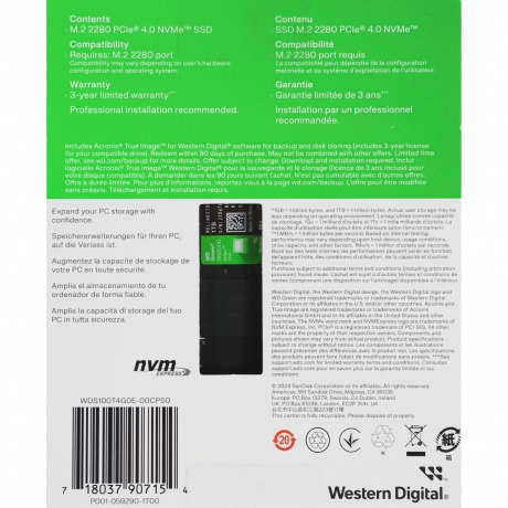 Накопитель SSD WD 1TB SN3000 Green (WDS100T4G0E) - фото 4