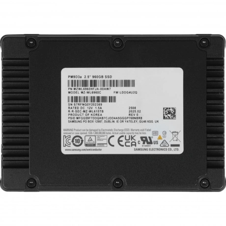 Накопитель SSD Samsung 960Gb PCIe 5.0 x4 PM9D3a MZWL6960HFJA-00A...