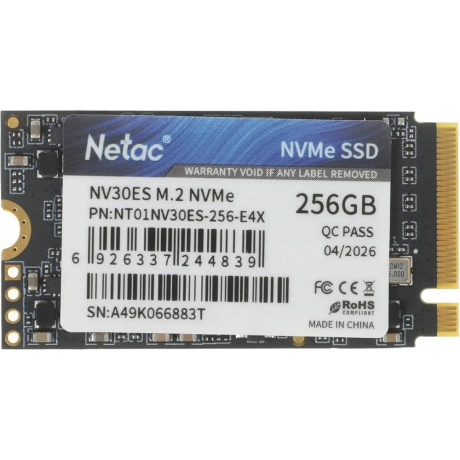 SSD накопитель Netac SSD NV30ES 256GB PCIe 3 x4 M.2 2242 NVMe 3D NAND, R/W up to 3100/2300MB/s, 3y wty, (replaced NT01N930ES-256G-E2X)