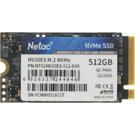 SSD накопитель Netac SSD NV30ES 512GB PCIe 3 x4 M.2 2242 NVMe 3D...