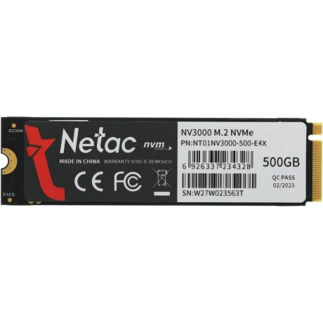 SSD накопитель Netac SSD NV3000 500GB PCIe 3 x4 M.2 2280 NVMe 3D...