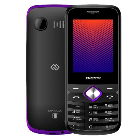 Мобильный телефон Digma A242 Linx Black/Purple - фото 1