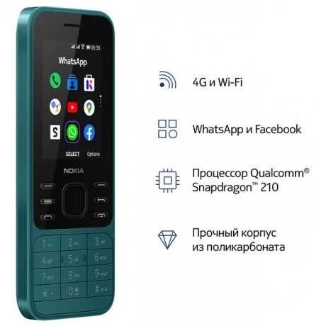 Мобильный телефон Nokia 6300 4G DS Cyan - фото 6