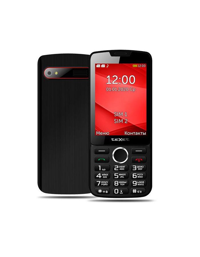 Мобильный телефон teXet TM-308 черный/красный телефон мобильный texet tm 130 черно красный