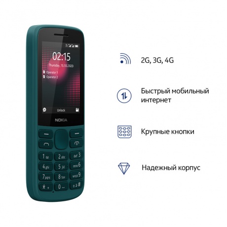 Мобильный телефон NOKIA 215 DS (TA-1272) Cyan - фото 7