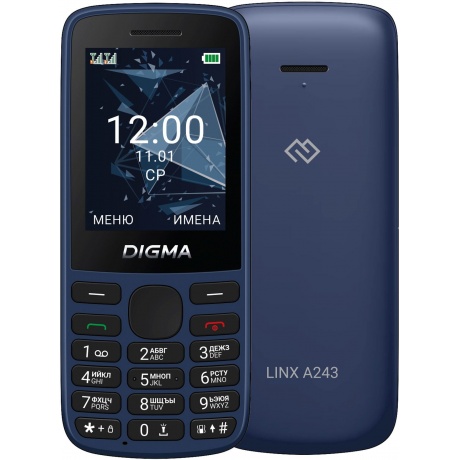 Мобильный телефон Digma A243 Linx 32Mb темно-синий моноблок - фото 1