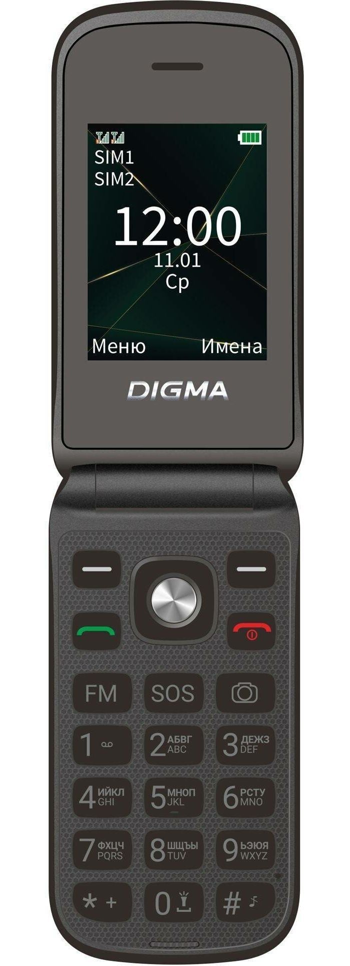 мобильный телефон digma a250 1888916 linx 128mb 0 048 черный моноблок 3g 4g 2sim 2 4 240x320 gsm900 1800 gsm1900 Мобильный телефон Digma VOX FS241 128Mb черный