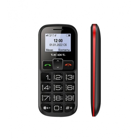 Мобильный телефон TEXET ТМ-В322 BLACK RED (2 SIM) - фото 5