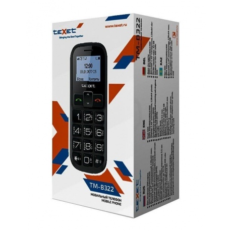 Мобильный телефон TEXET ТМ-В322 BLACK RED (2 SIM) - фото 6
