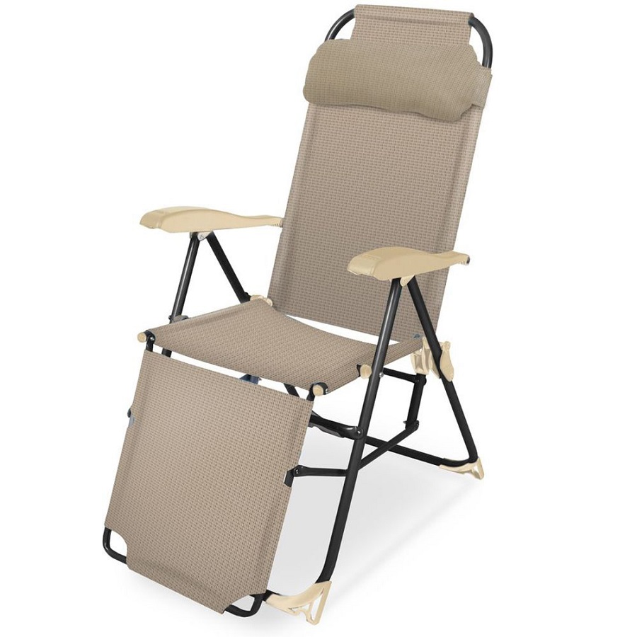Кресло-шезлонг складное Ника с подножкой К3 песочный