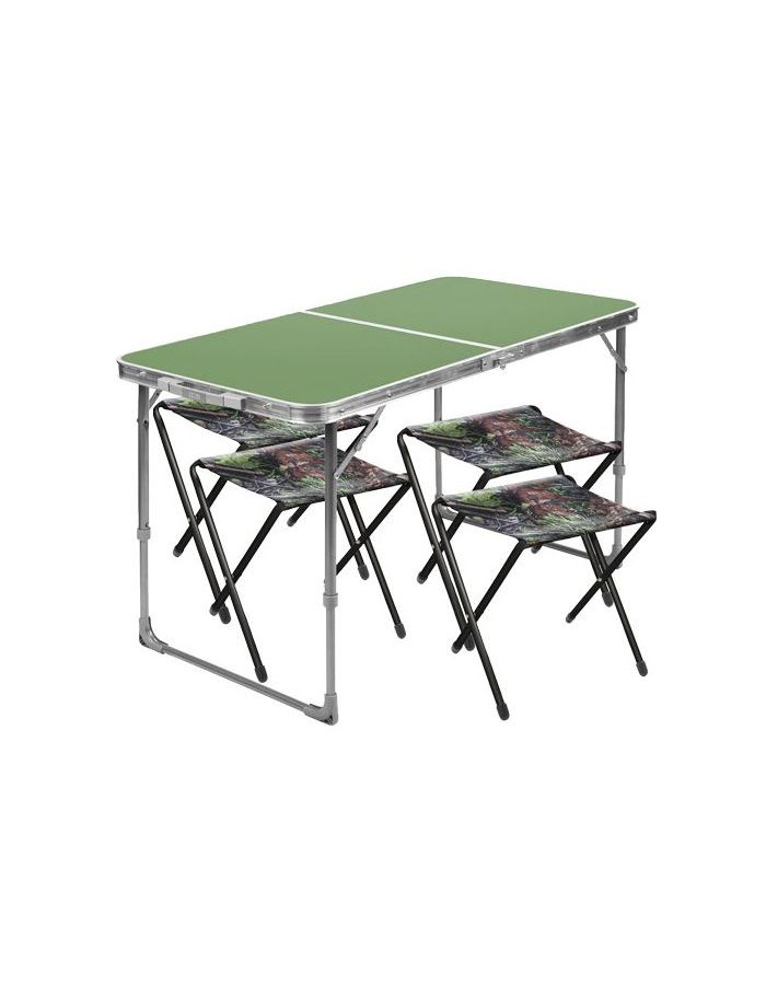 Комплект: стол склад. пластик. +4 скл. стула Ника Принт с дубовыми листьями ССТ-К2/6