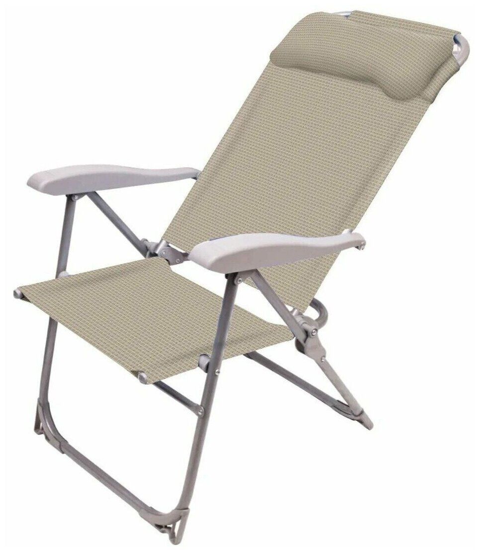 Кресло-шезлонг складное Ника К2, песочный (сетка) К2/ПС кресло шезлонг складное ника бежевое 820х590х1160 мм с подножкой к3 пс