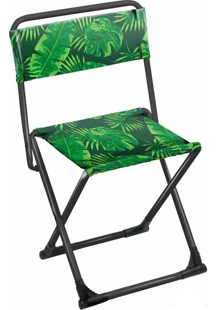 Стул походный складной со спинкой Ника ПС3/2 с тропическими листьями на темном стул складной ника походный синий пс2 с