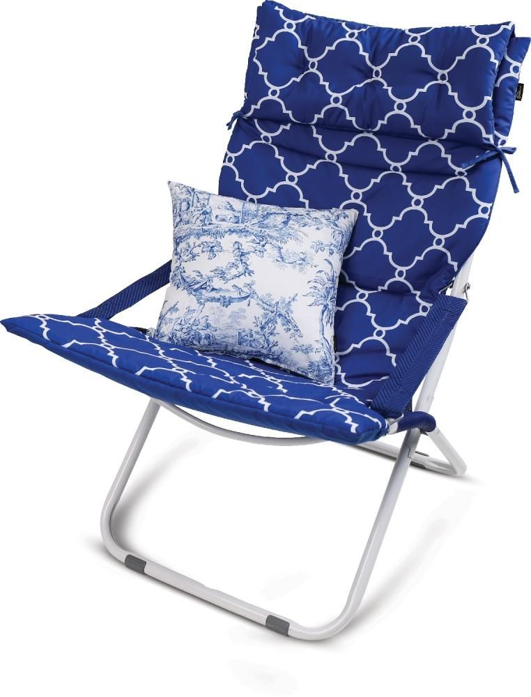 Кресло-шезлонг складное со съемным матрасом и декоративной подушкой Haushalt HHK6/BL синий кресло шезлонг со съемным матрасом мс334