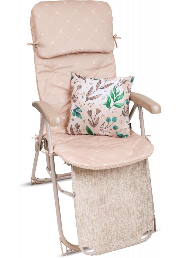 Кресло-шезлонг складное со съемным матрасом и декоративной подушкой, подножка Haushalt HHK7/SN песоч цена и фото