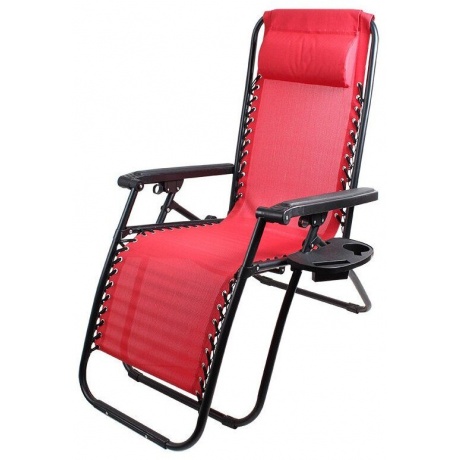 Кресло-шезлонг складное CHO-137-14 Люкс цв. красный (с подставкой) - фото 1
