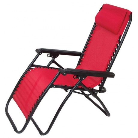 Кресло-шезлонг складное CHO-137-14 Люкс цв. красный (с подставкой) - фото 2