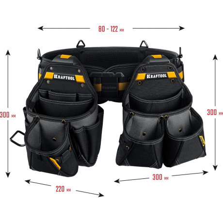 Пояс монтажника Kraftool KBS-3L 38761, 2 большие сумки - фото 8