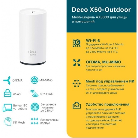 Wi-Fi системаTP-Link Deco X50(1-pack) - фото 4