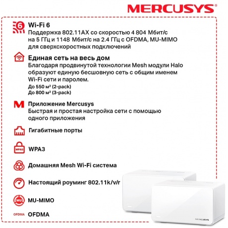 Wi-Fi система Mercusys Halo H90X(2-pack) - фото 3