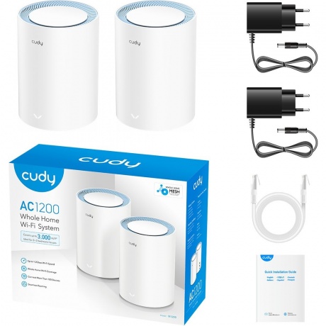 Wi-Fi Mesh роутер Cudy M1200 AC1200 (M1200(2-PACK)) White - фото 2