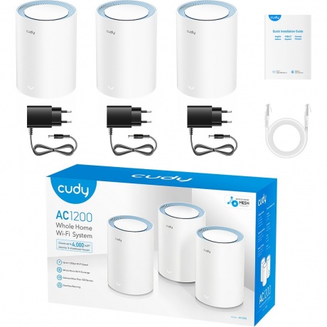 

Wi-Fi Mesh роутер Cudy M1200 AC1200 (M1200(3-PACK)) White