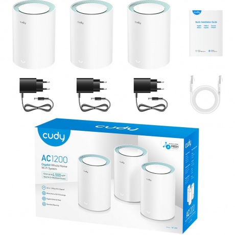 Wi-Fi Mesh роутер Cudy M1300 AC1200 (M1300(3-PACK)) White - фото 9