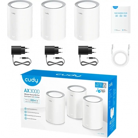Wi-Fi Mesh роутер Cudy M3000 AX3000 (M3000(3-PACK)) White - фото 6