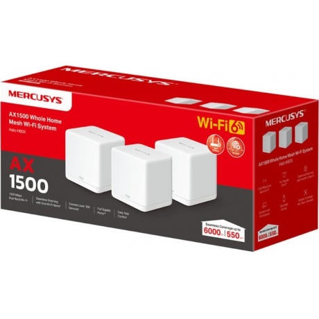 Wi-Fi роутер Mercusys Halo H60X(3-pack) AX1500 White - фото 4