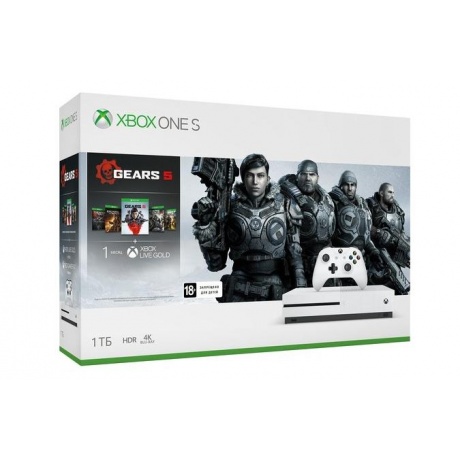 Игровая консоль Microsoft Xbox One S 234-01030 белый (+ GEARS 5) - фото 1
