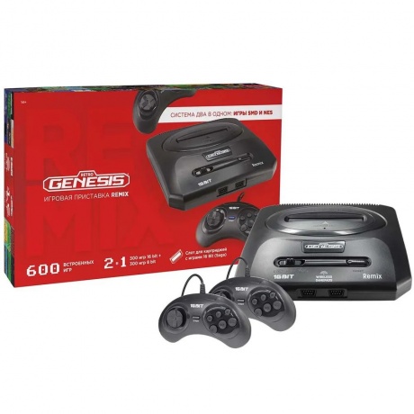 Игровая консоль Retro Genesis Remix черный в комплекте: 600 игр - фото 1