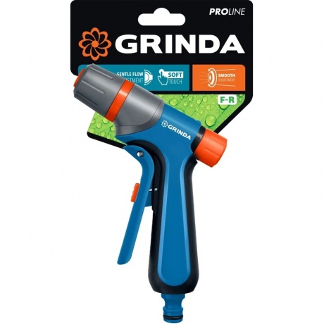 Пистолет поливочный GRINDA F-R, курок спереди, двухкомпонентный, плавная регулировка напора, PROLine (429121)
