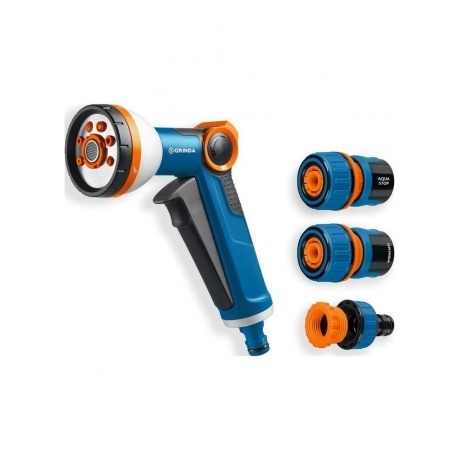 

Пистолет поливочный GRINDA Х-834, X-8, коннектор 3/4, конектор 3/4 с автостопом, адаптер с внутр. резьбой 1/2 х 3/4, набор поливочный PROLine (429167)